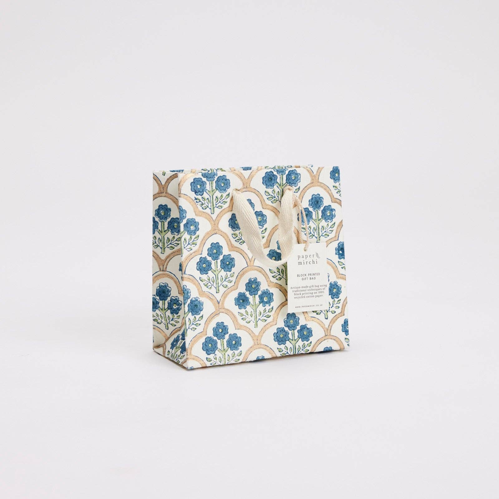 Paper Mirchi - Wholesale Gift Bag - Hand Block Printed Gift Bags (Small) - Indigo6
