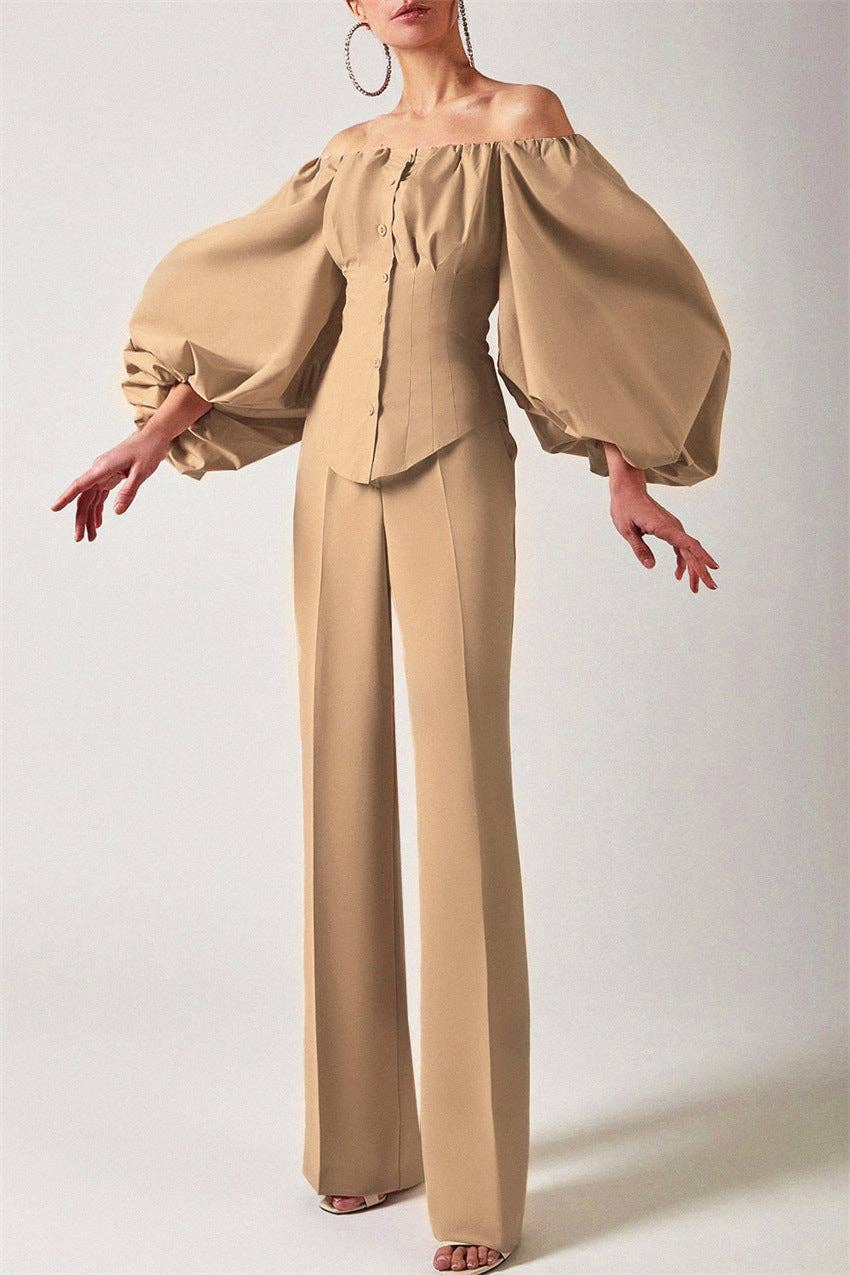 Marayn - Wholesale Blouse - Women's - French Chic Spring Blouse Shoulder Cut Lantern Sleeve14