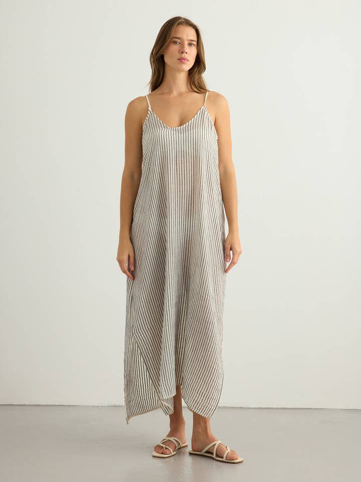 Yaz Dress - Black Stripes for wholesale by The Handloom