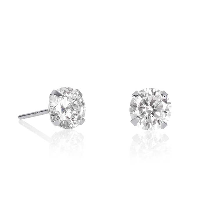 Dainty Solitaire Stud Earrings in 925 Sterling Silver For Women for wholesale by Namana
