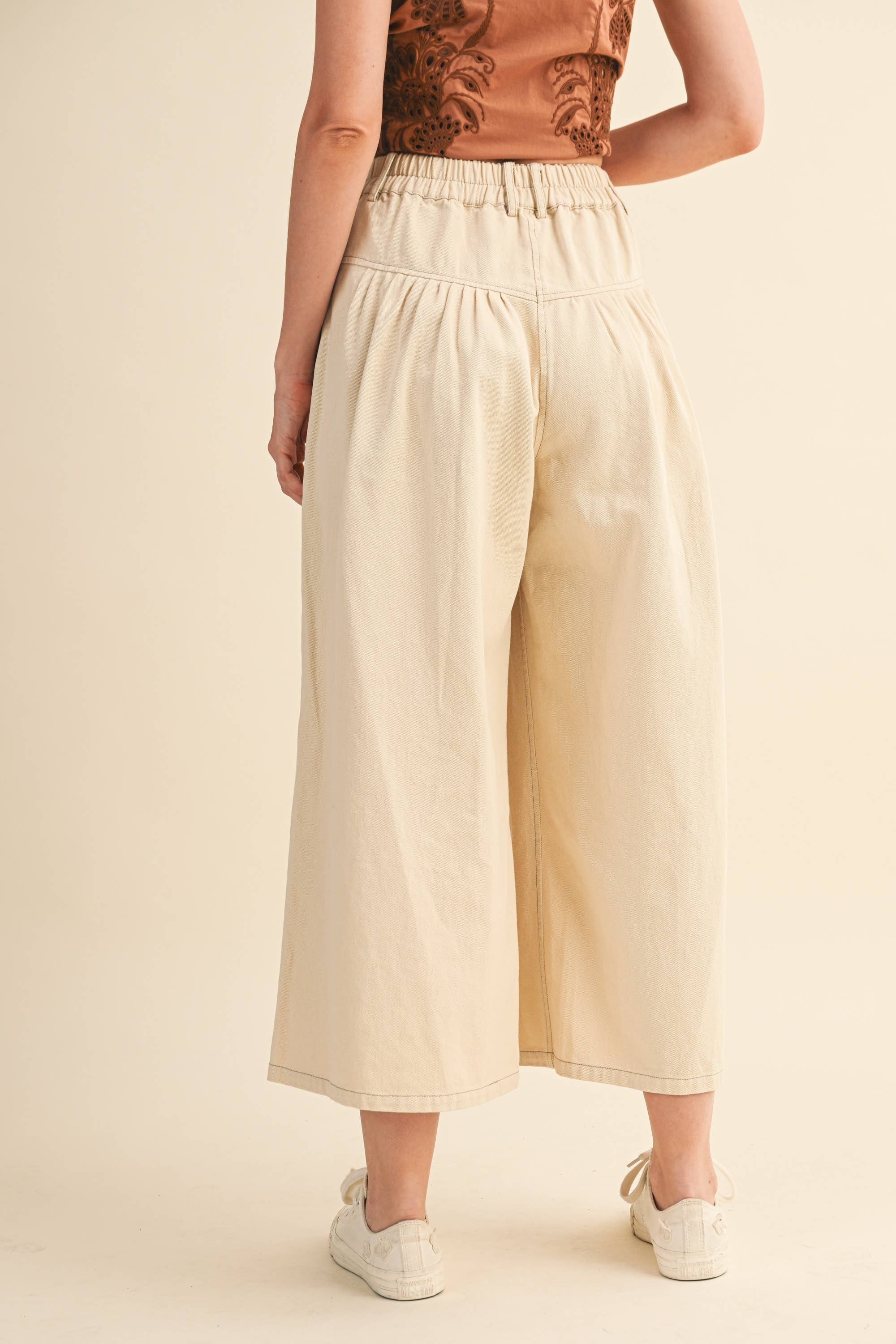 Klesis – wholesale Pants – Women's – IP1419 COTTON TWILL HIGH WAIST CROPPED WIDE LEG PANTS22