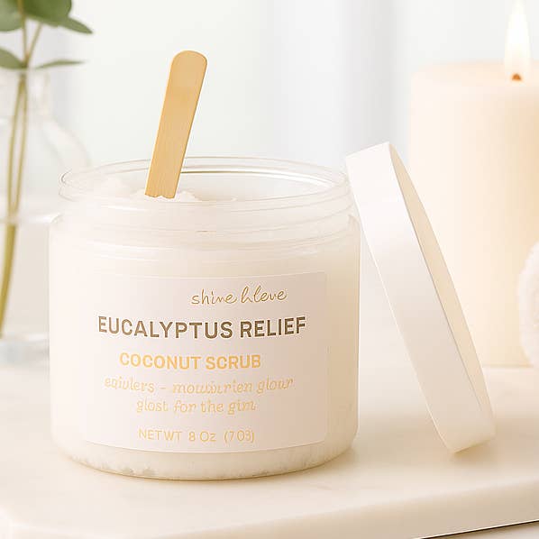 Eukalyptus Kokosnød Kropssalt Skrub – Spa Gave til Hende – 170 g for engroshandel hos Shine & Love Candles