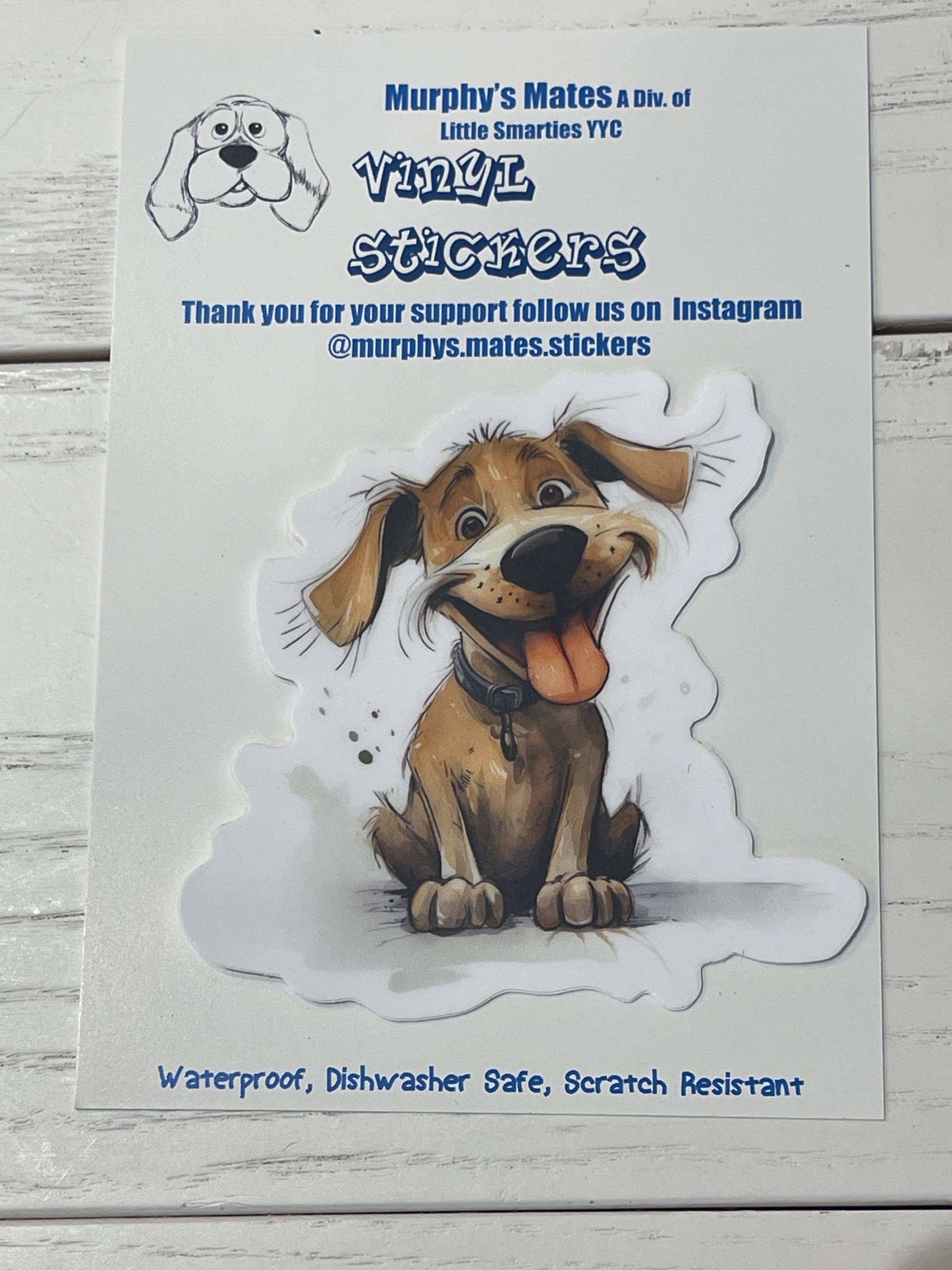 Little Smarties YYC – wholesale Sticker – Smiling Brown Dog Sticker MM1
