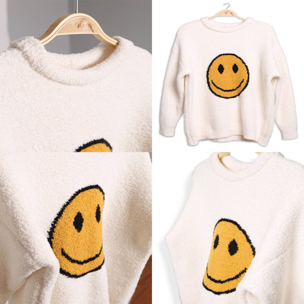 Sensibling Corp. - Wholesale Knit Sweater - Women's - Smile Accented Crewneck Sweater Top3