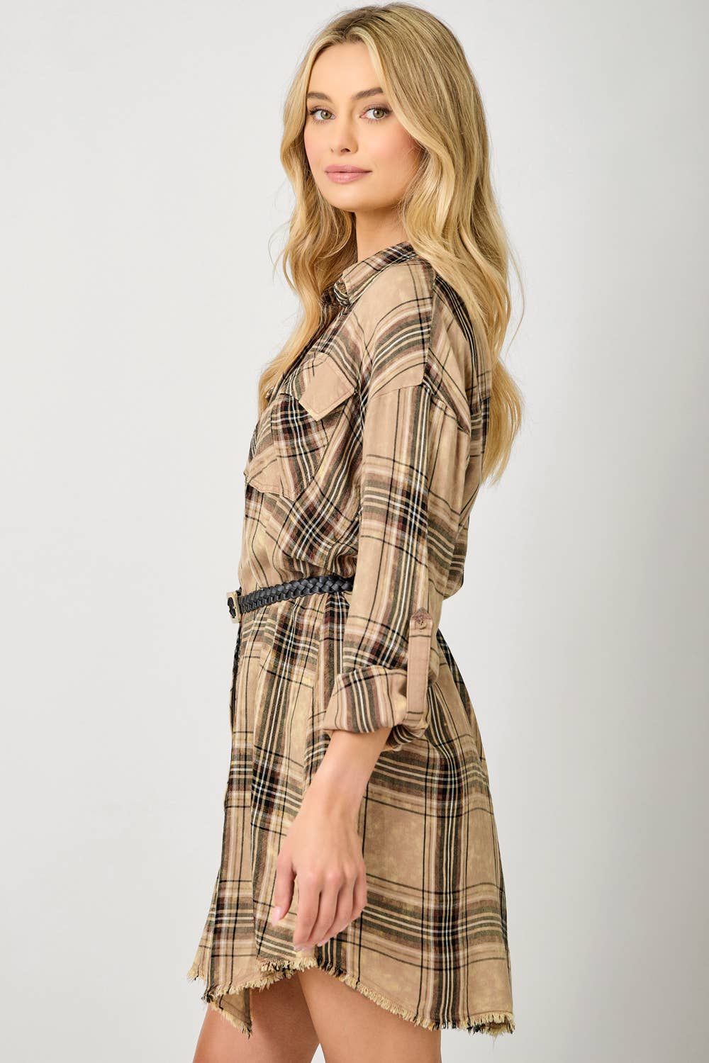 Mystree - Wholesale Dress - Women's - 61161 Washed Plaid Shirt Dress6