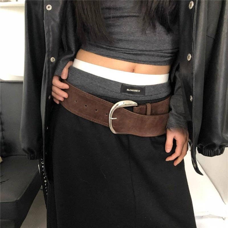 FurDecoration - Wholesale Belt - Women's - Fashion Matte Wide Edge Belt2