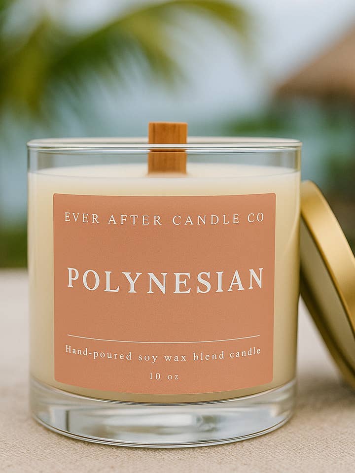 Polynesische Kaars - 10 oz Pot & Knisperende Houten Lont voor wholesale door Ever After Candle Co