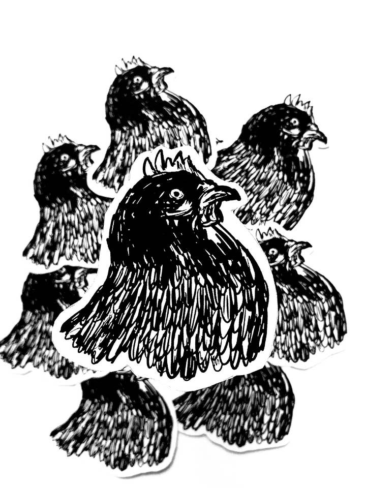 Black waterproof hen sticker for wholesale by Fizah Afzal