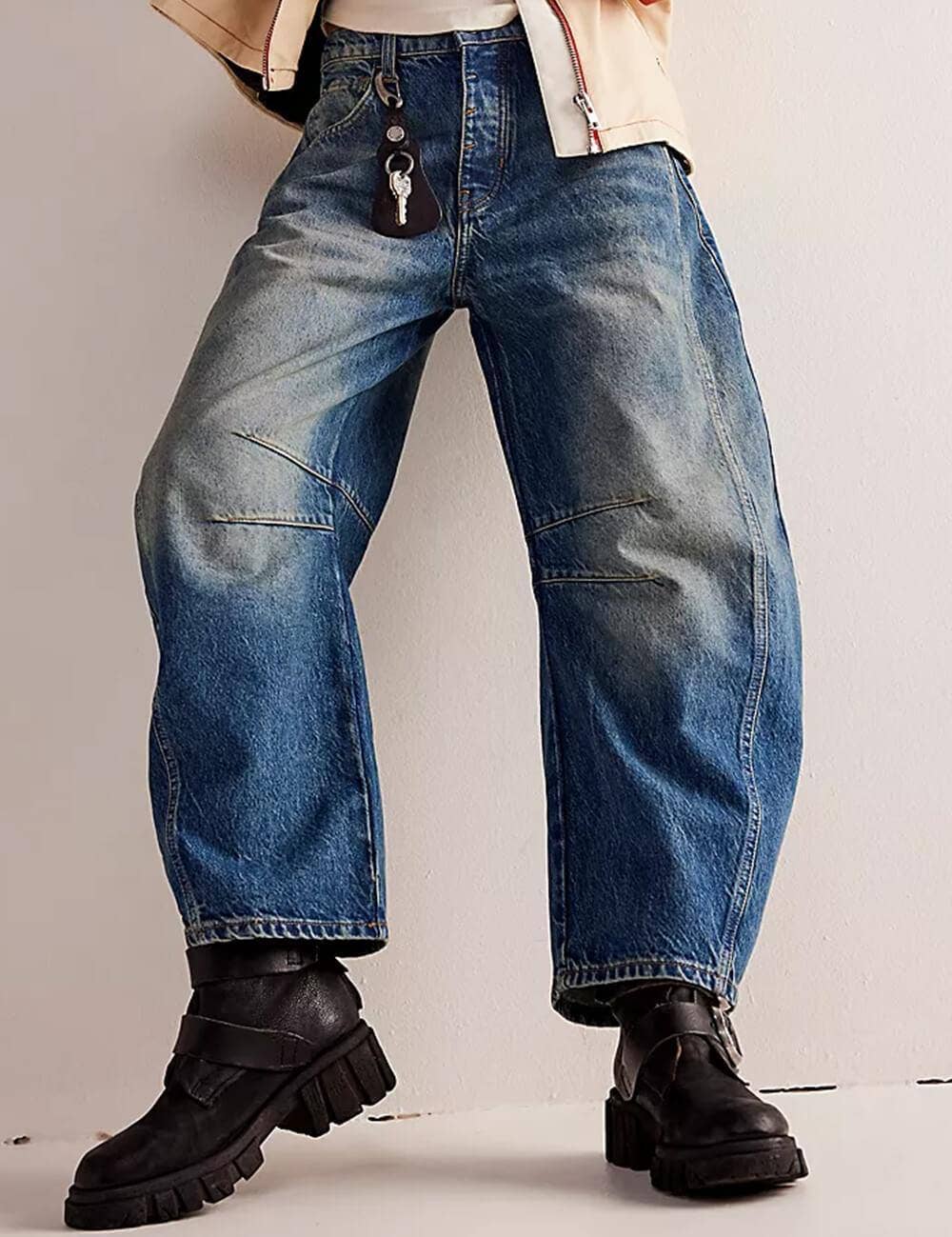 Sweetkama - Wholesale Jeans - Women's - Ladies Mid Rise Wide Leg Barrel Jeans SKP5226