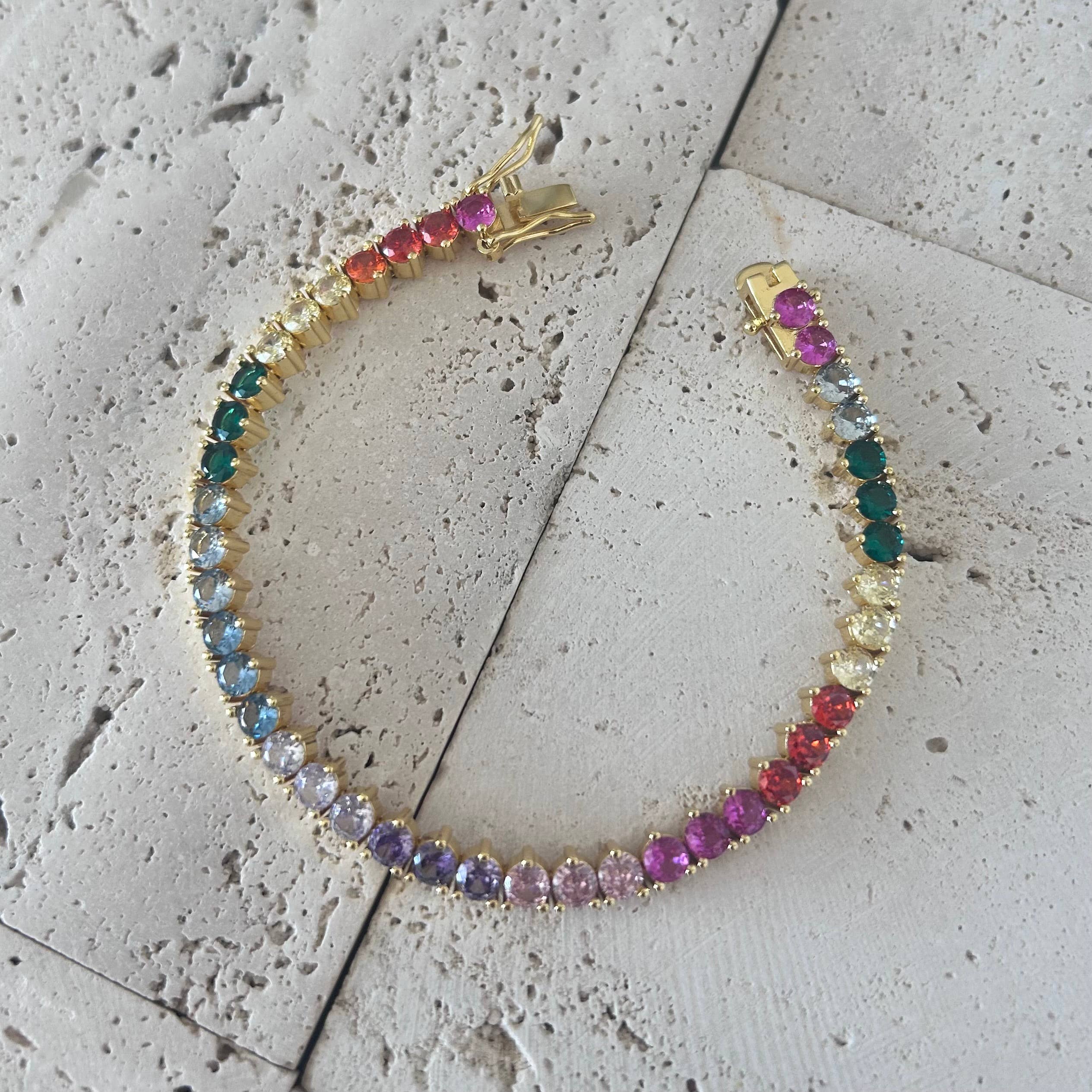 Amady Jewelry - Wholesale Tennis Bracelet - Tennis bracelet Colorful rainbow crystals 0