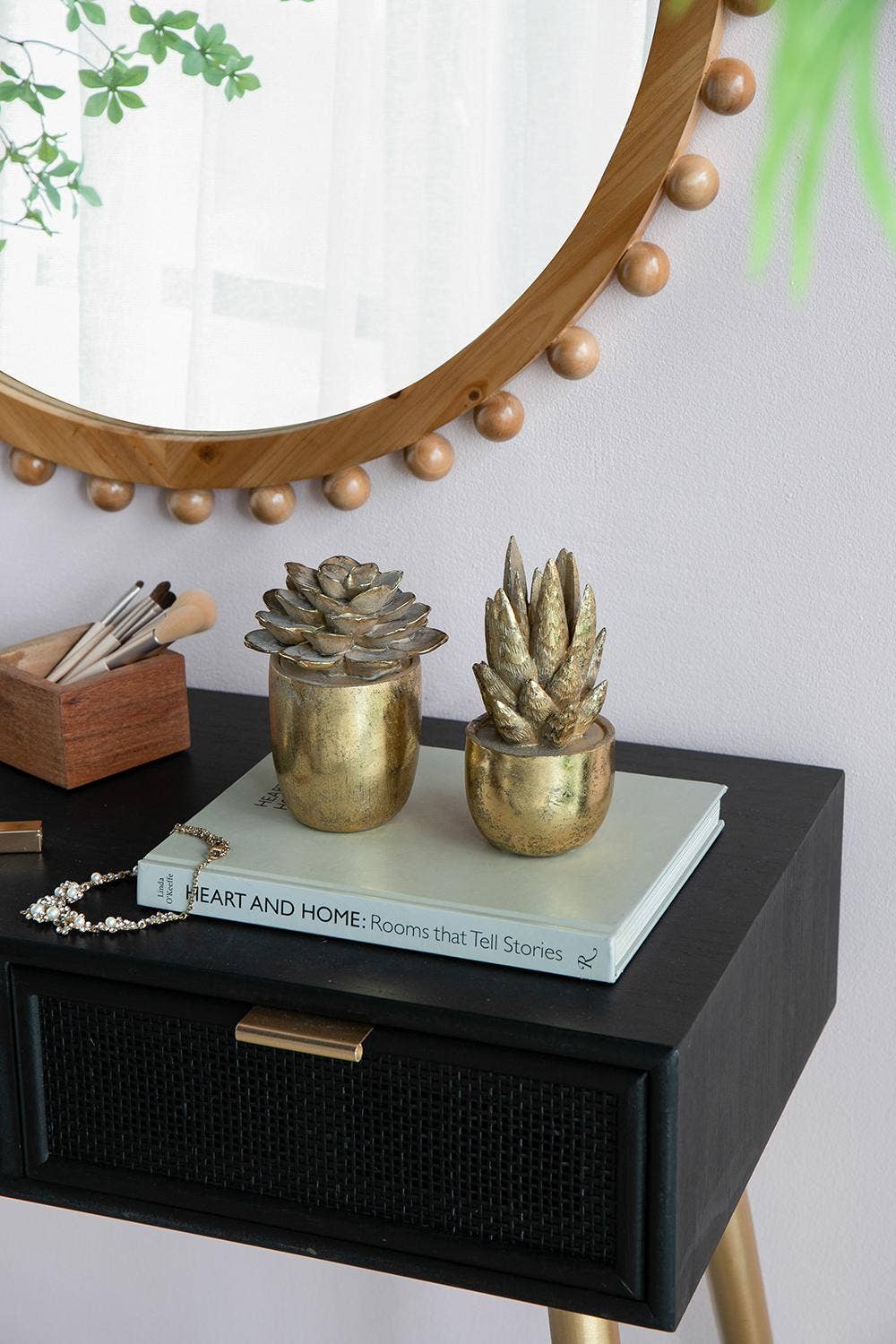 A&B Home Group Inc. - Wholesale Decorative Tabletop Object - D3.5x7" Golden Succulent Resin Planter16