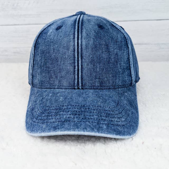 Trendy Tee Co. - Wholesale Baseball Cap - Women's - Acid Wash Pacific Hybrid Denim Cap