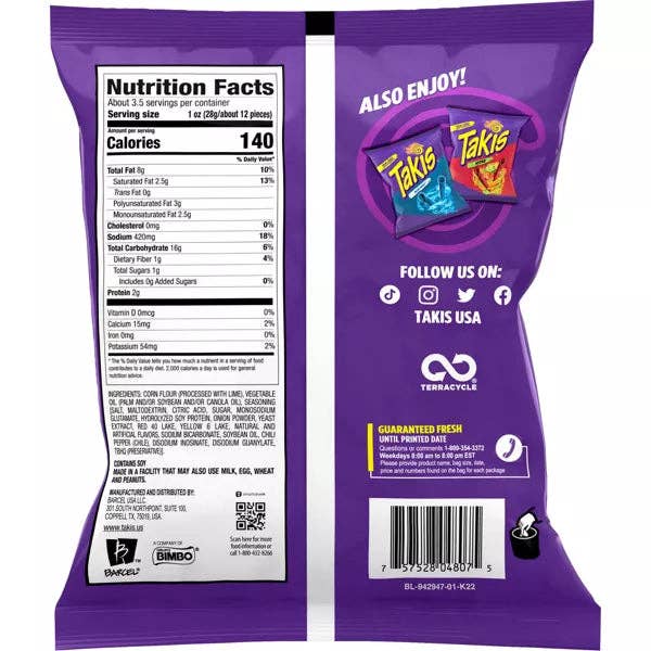 Shop The King - Wholesale Chips - Taki Fuego 3.25 oz 20 Per Box1
