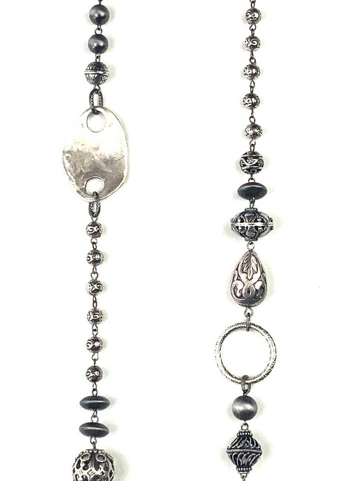 NV227 NV-Chunky Mixed Bead Long w/Chain for wholesale by Lost & Found Trading