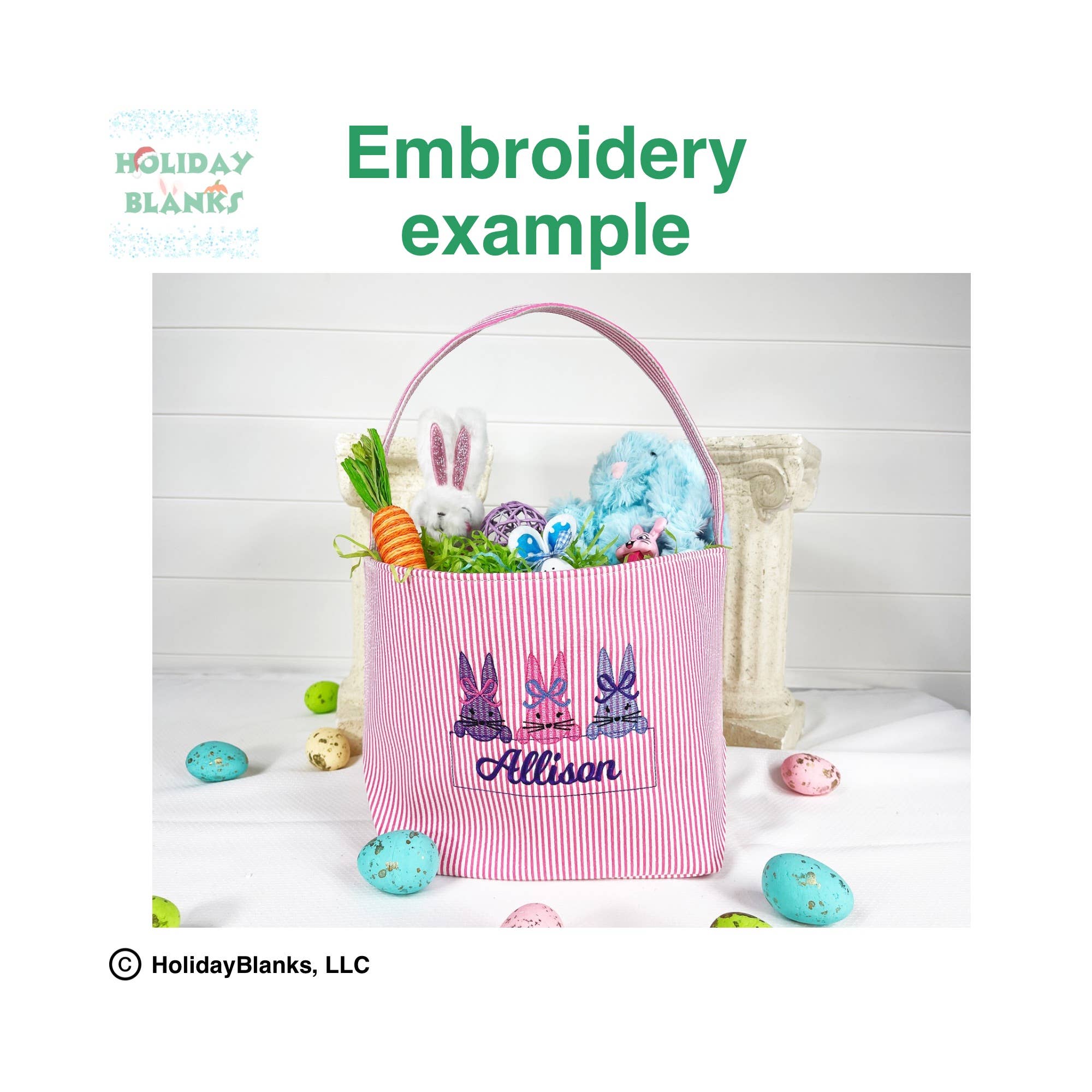 Holiday Blanks - Wholesale Basket - Easter or Halloween Seersucker basket embroidery blanks8