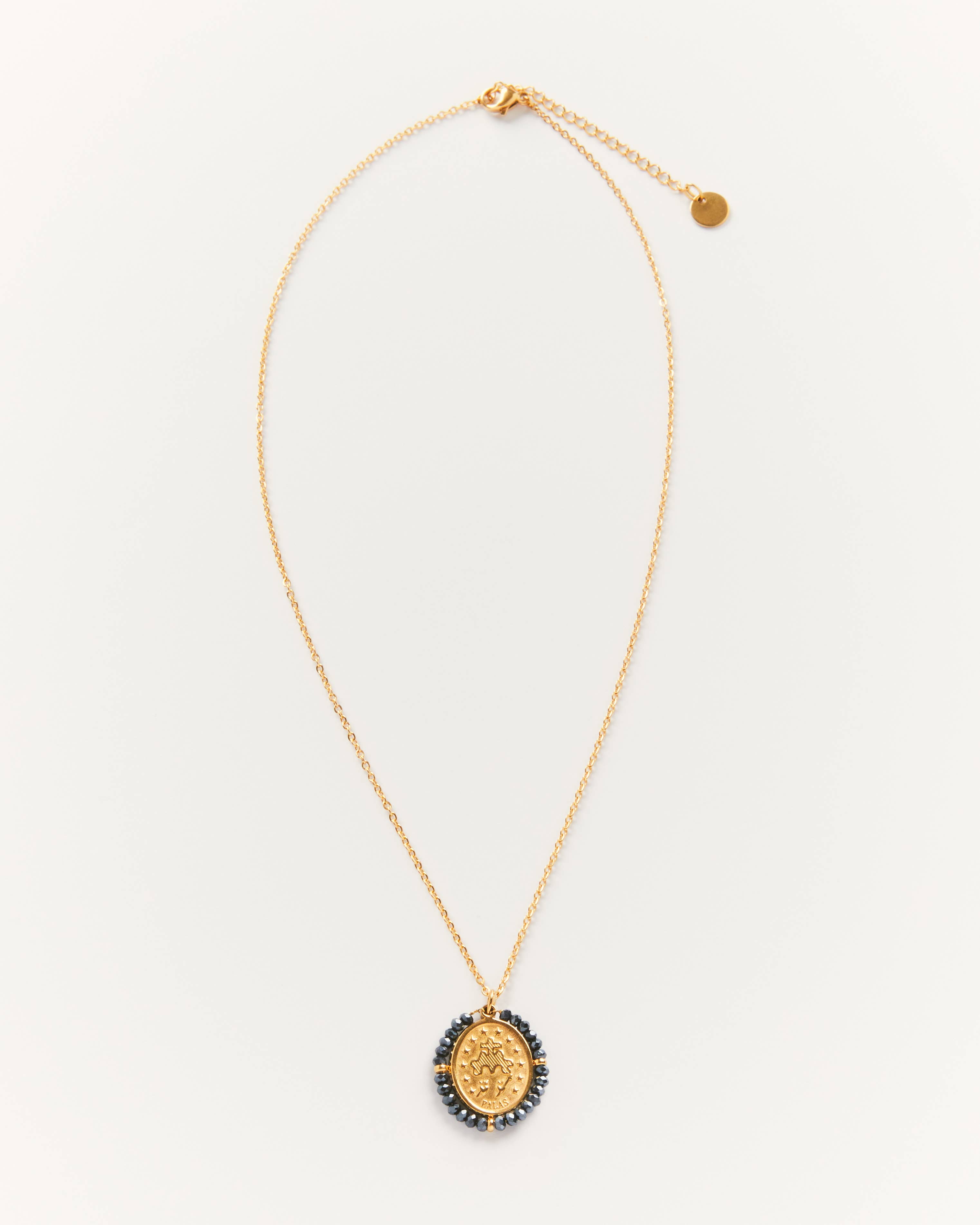 Palas - Wholesale Pendant/Charm Necklace - Santa Maria Hematite -golden medal necklace with dark stones3