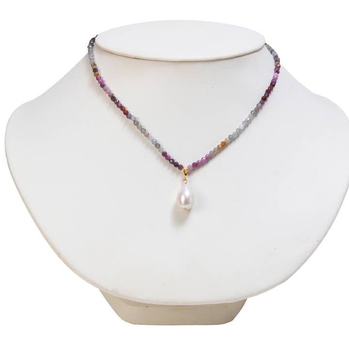 Spinel and Pearl Necklace for wholesale by Pomeline Greenwich