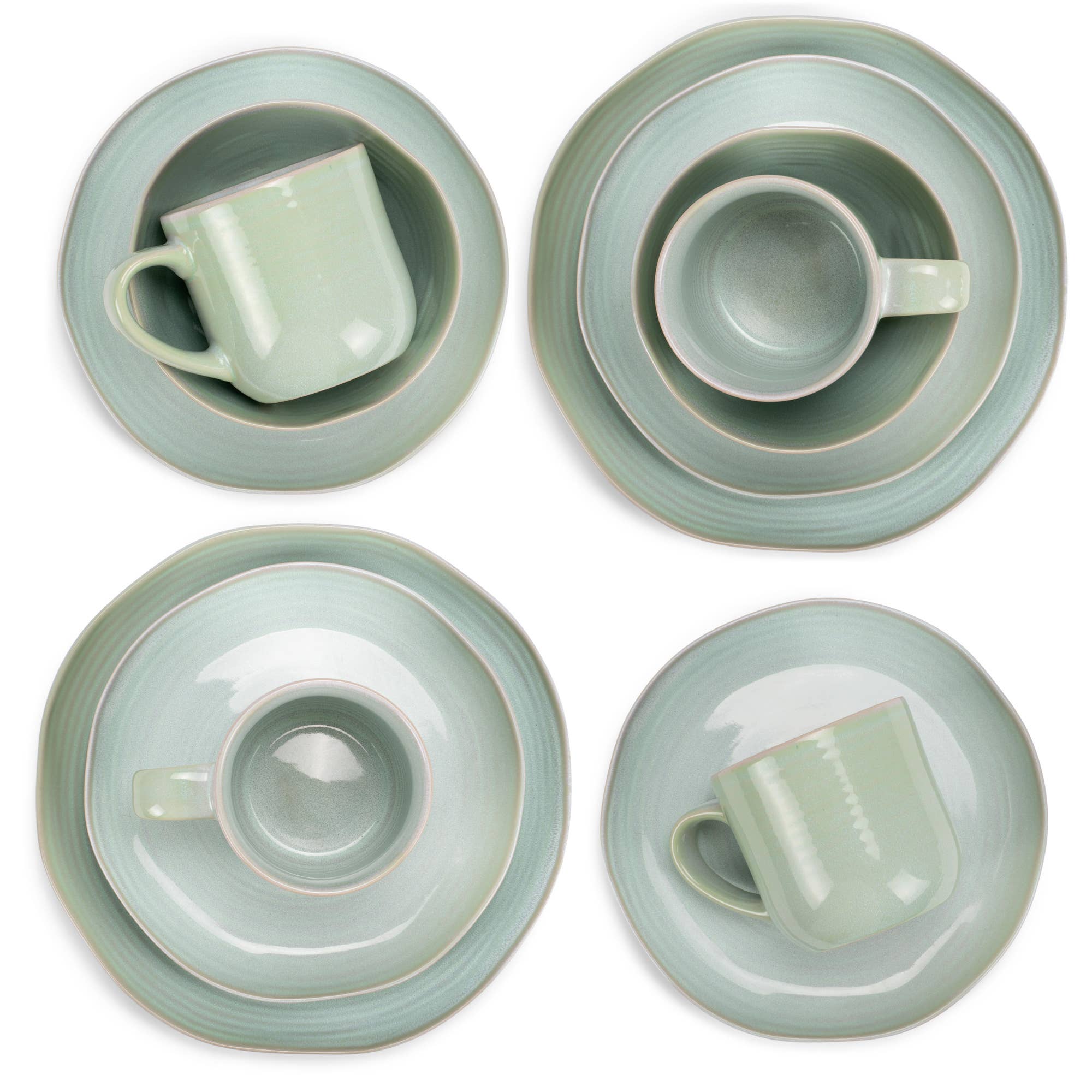 EAST AVENUE - Wholesale Dinnerware Set - 16 Pc. Dinner Set ReactiveGlaze Green3