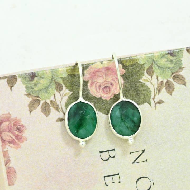 Oval ädelstensörhänge Silver 925 - Smaragd Sillimanit för wholesale av Schmuckoo Berlin