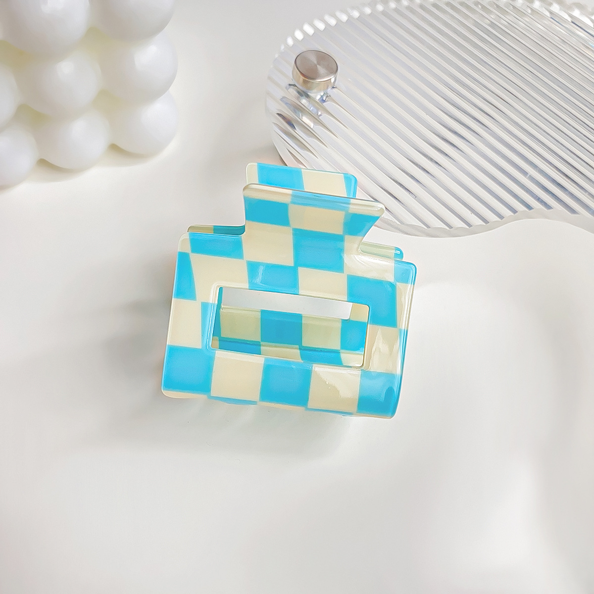 ACCITY - Wholesale Hair Clip - Women's - Checkerboard Hair Claw – Candy Color Acetate Look_CWMM1008430