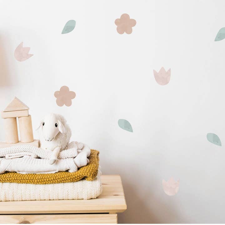 Soft Floral Wall Sticker Flower Wall Decal Soft Pastel Flower Breeze Cute Nursery Wall Stickers Flower Wall Sticker Boho Floral Wall Decal for wholesale by Hello Beautiful Designs