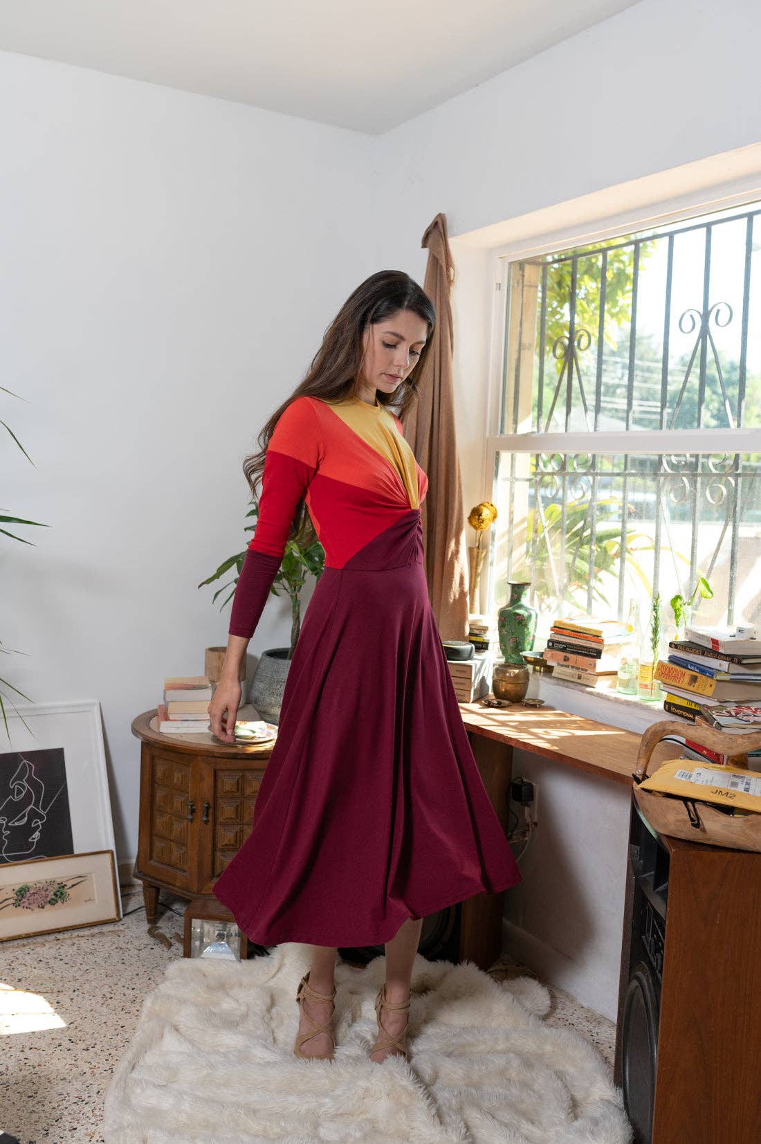 Manifiesto - Vente Robe – femme - Robe-pull midi Sunset4