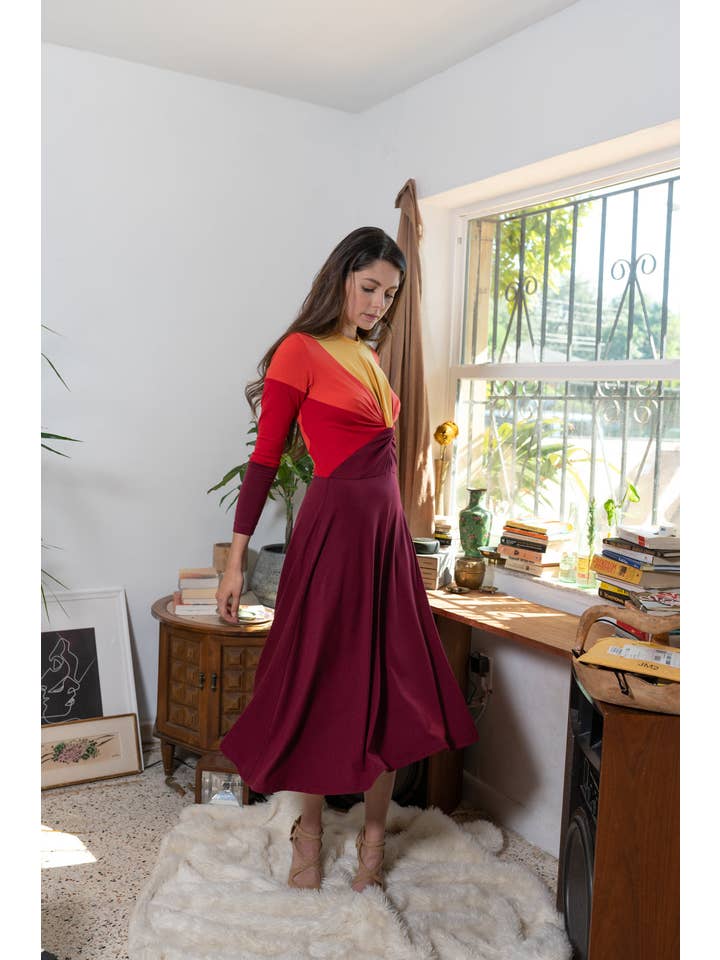 Manifiesto - Vente Robe – femme - Robe-pull midi Sunset4