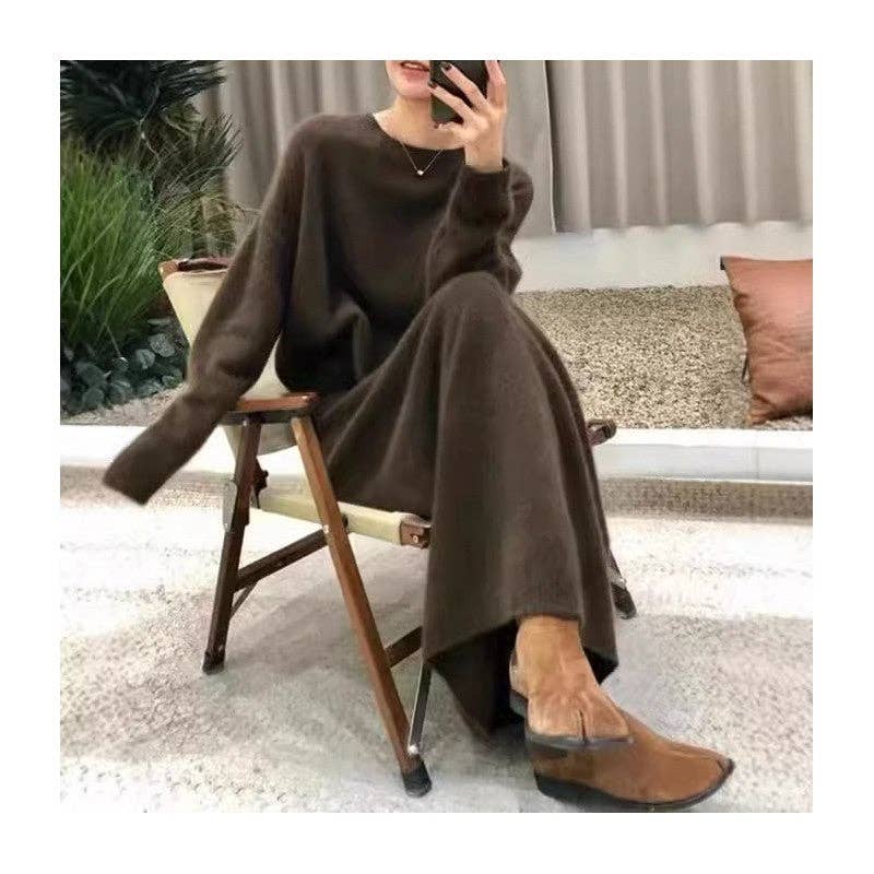 Sheer Trend - Vente Ensemble haut et jupe - Femme - Ensemble Deux Pièces Pull et Jupe Droite Uni2