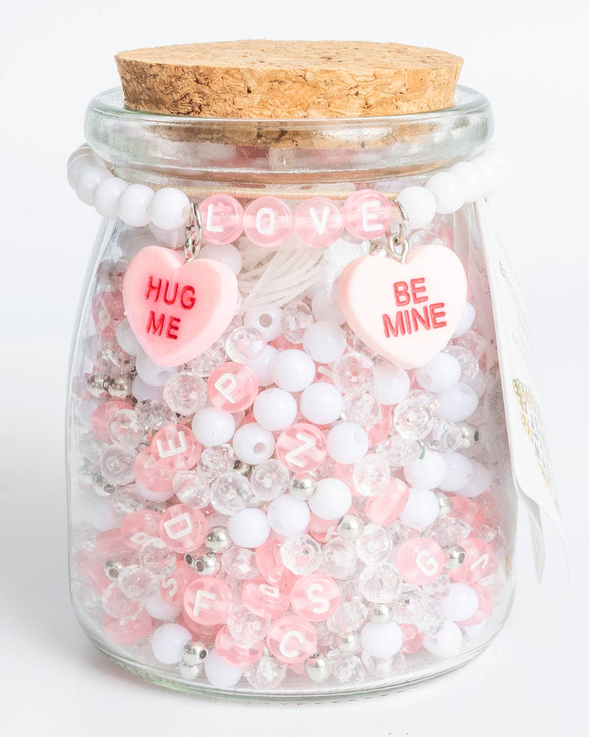 Jewelry Made by Me - Wholesale DIY Jewelry - Kids - Pastel Pink Valentine Conversation Hearts DIY Letter Bead Jar0