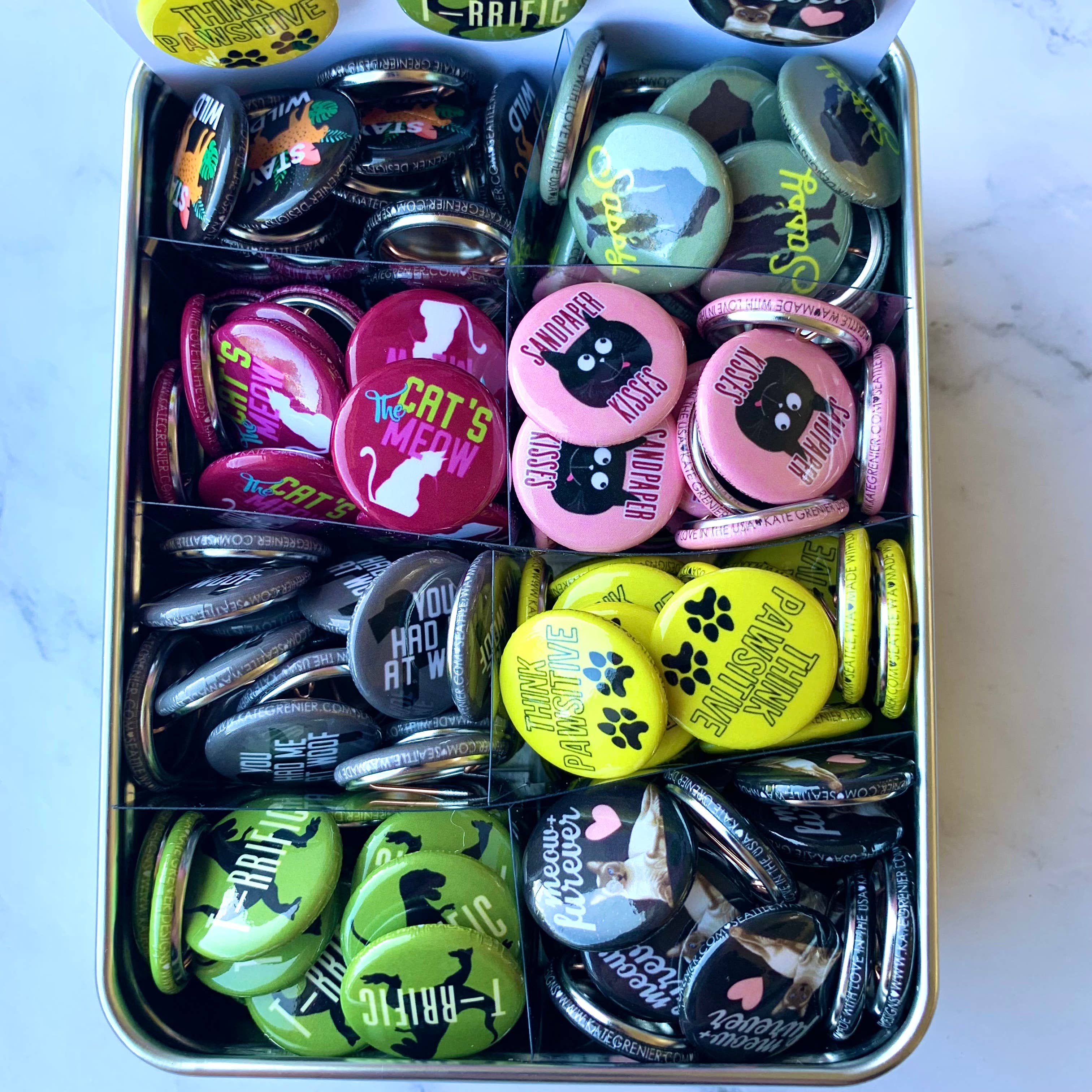 Kate's Magnets - Wholesale Lapel Pin/Button - Animal Button Tin of 200 1" Buttons4