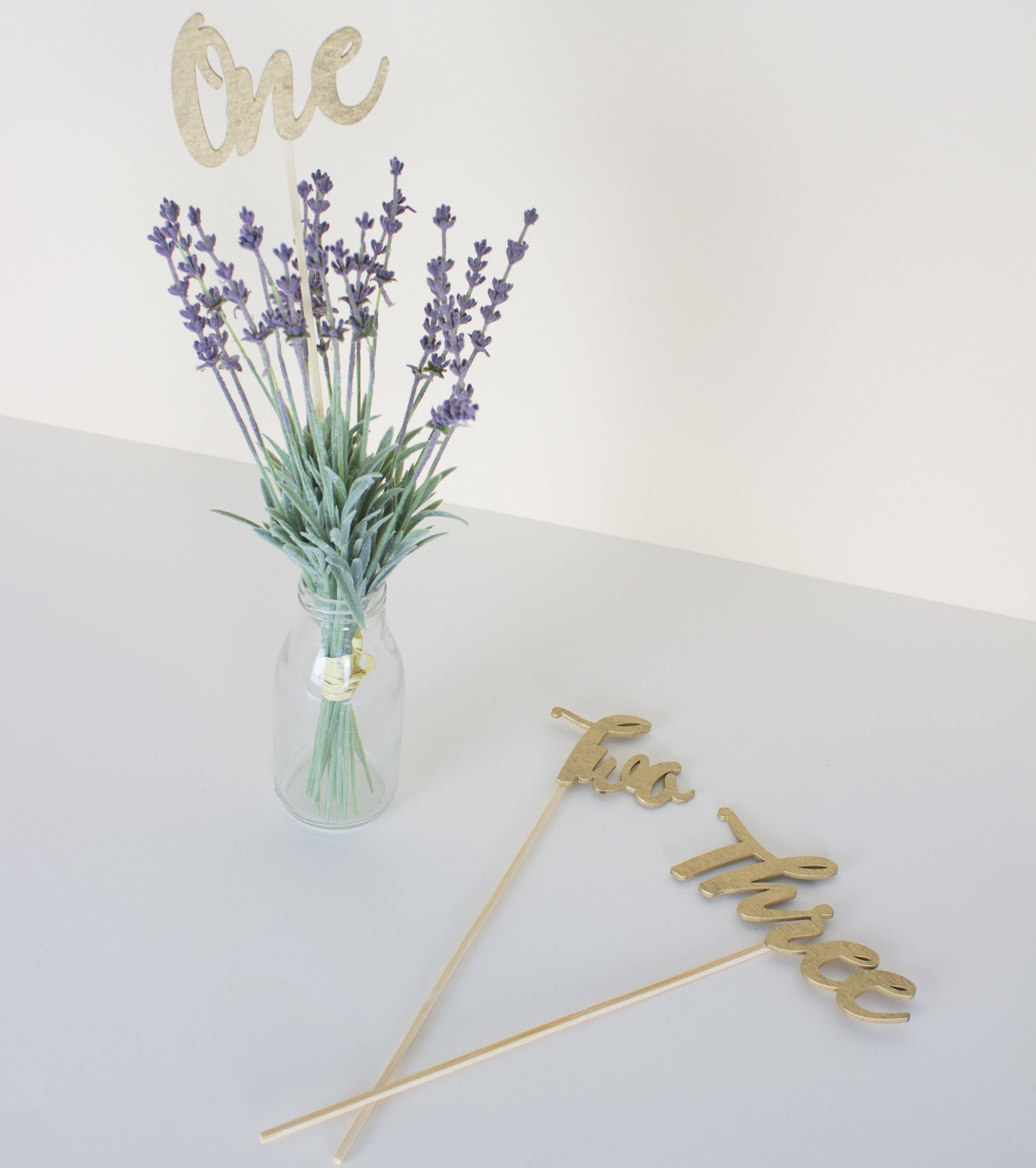 REMOVED BRAND - Wholesale Decorative Tabletop Object - Gold Wooden Script Table Numbers Set1