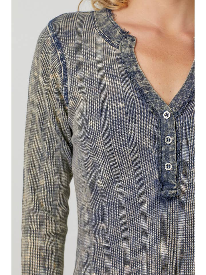 Mystree - Wholesale Knit Top - Women's - 60343 Washed Thermal Henley Top