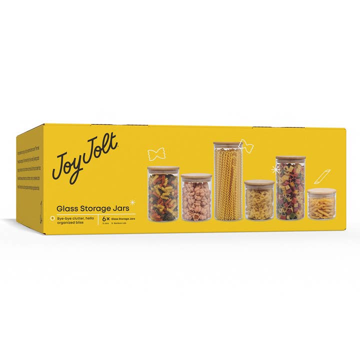 JoyJolt - Wholesale Jar - Glass Storage Jars with Airtight Bamboo Lids - Set of 67