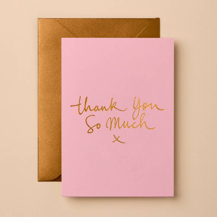 Thank You Card | Hand-Lettered Gold Foil Design for wholesale by Gabrielle & Celine Greeting Cards USA