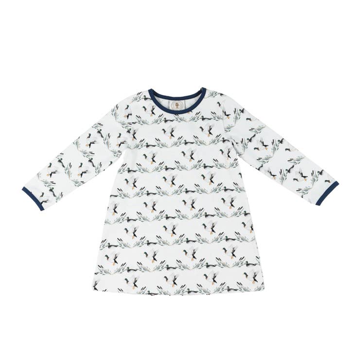 Mannered Mallards Girls Susie Swing Longsleeve Dress for wholesale by Cypress Row Childrens