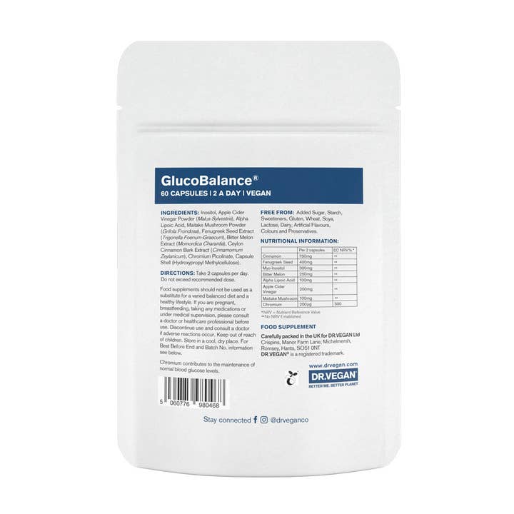 DR.VEGAN - Wholesale Voedingssupplement/vitamine - GlucoBalance® | 60 capsules | Ondersteuning van de bloedsuikerspiegel3
