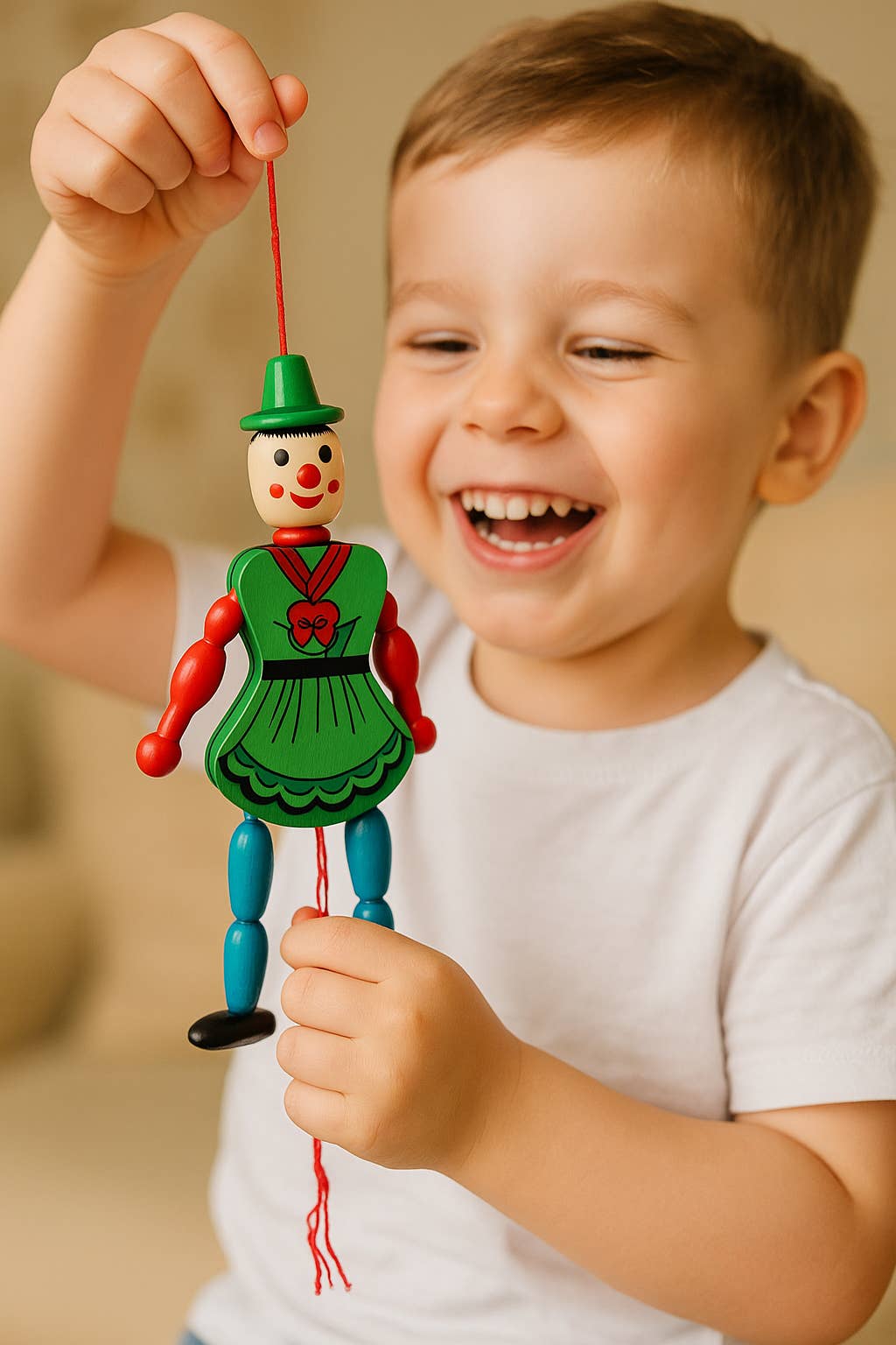 Mix Color Pc Wooden Marionette Puppets – 7" Handcrafted Pull-String Dolls for wholesale on Faire