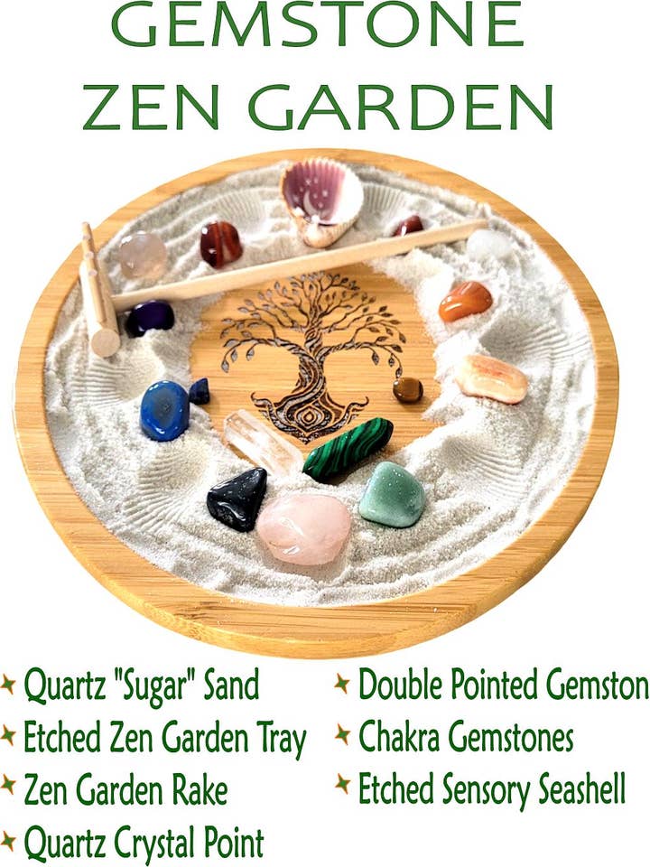 Zen Garden - Gemstone, mini, crystal - etched design for wholesale by Essoya