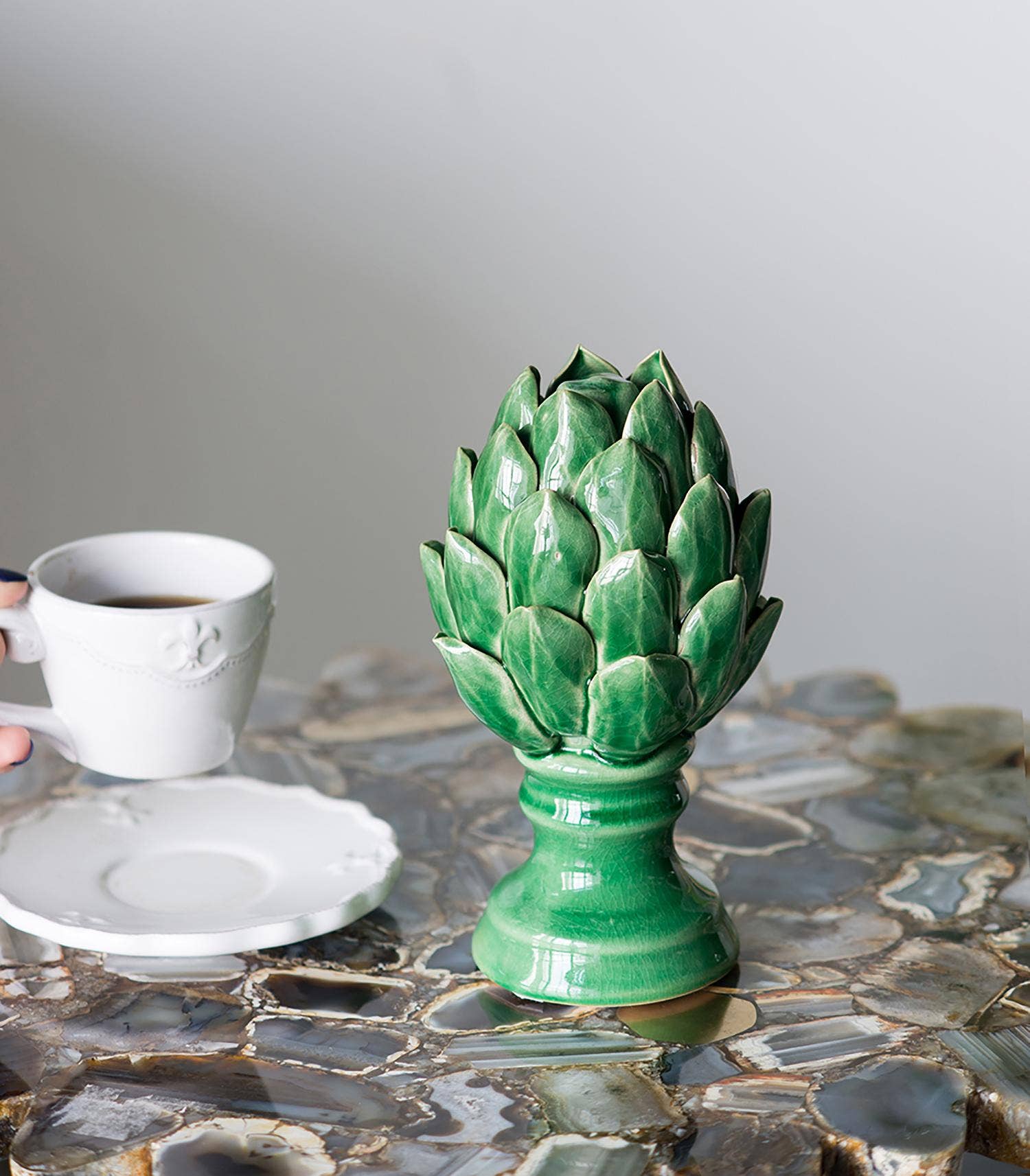 A&B Home Group Inc. - Wholesale Decorative Figurine - D4x7.5" Blooming Artichoke Accent, Small - Green3