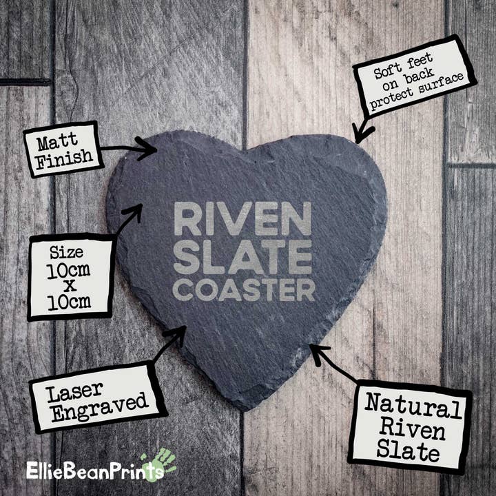 EllieBeanPrints – wholesale Coasters – I'd Rather Be In The Lake District Heart Slate Coaster
