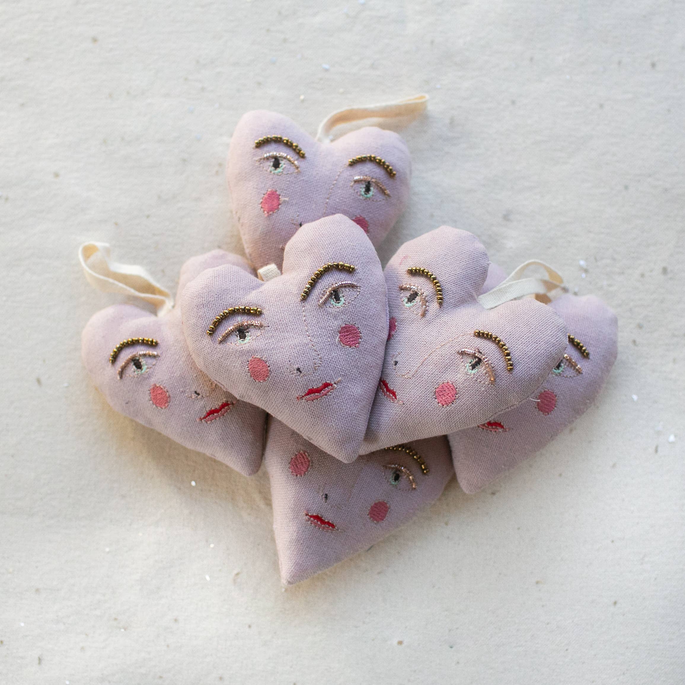 Skippy Cotton - Wholesale Ornament - Handsome Heart, lavender & cotton Ornament4