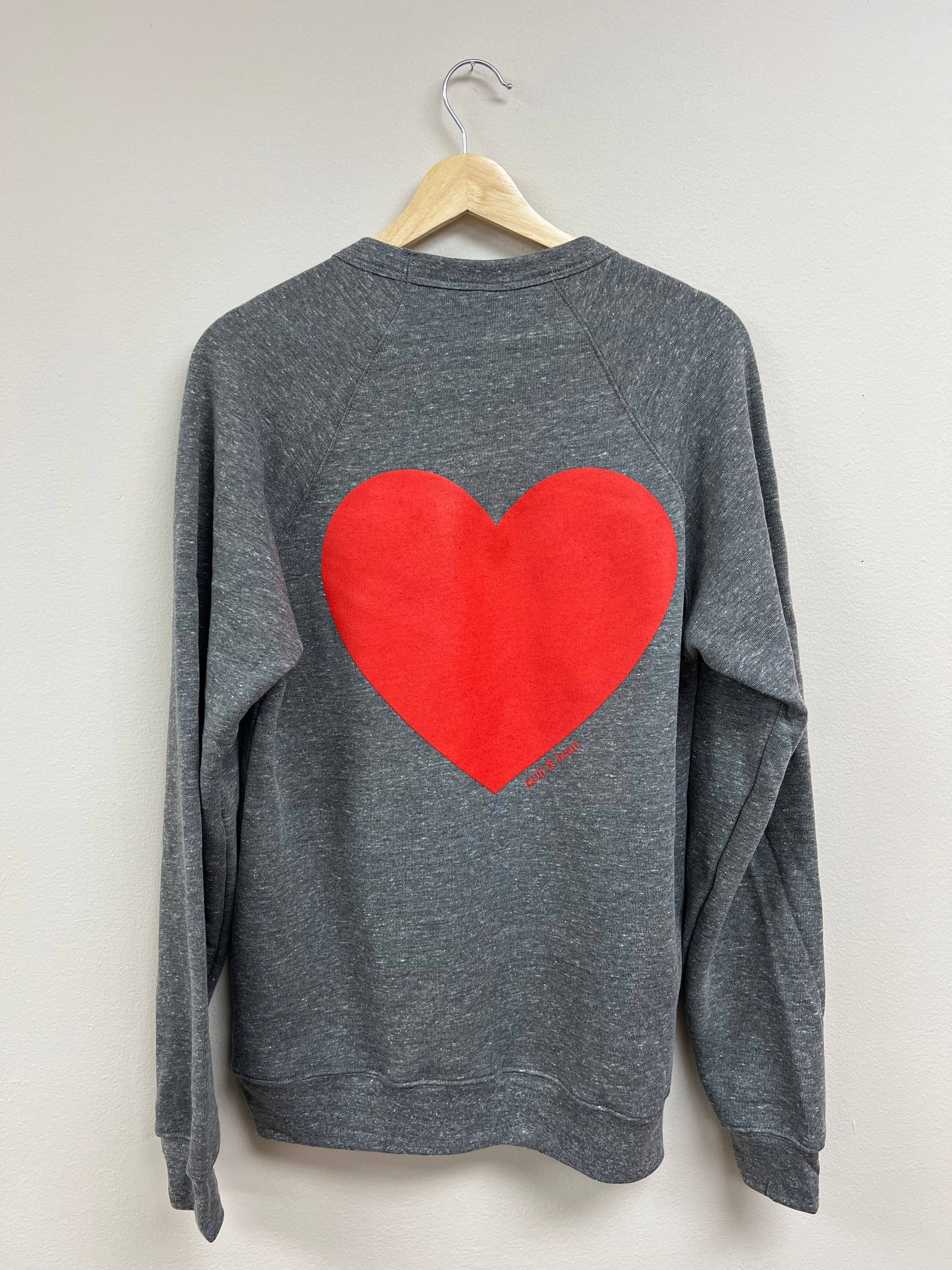 Stoll & Heart - Wholesale Graphic Sweatshirt - Women's - Share The Love Sweatshirt - Heather Grey w/Red Heart1