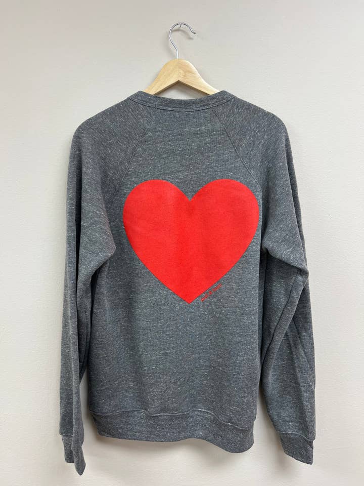 Stoll & Heart - Wholesale Graphic Sweatshirt - Women's - Share The Love Sweatshirt - Heather Grey w/Red Heart1