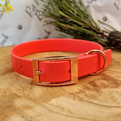 Coleira para Cão em Biothane Coral - Acessórios Metálicos - Feito à Mão por atacado de Pet Pooch Boutique