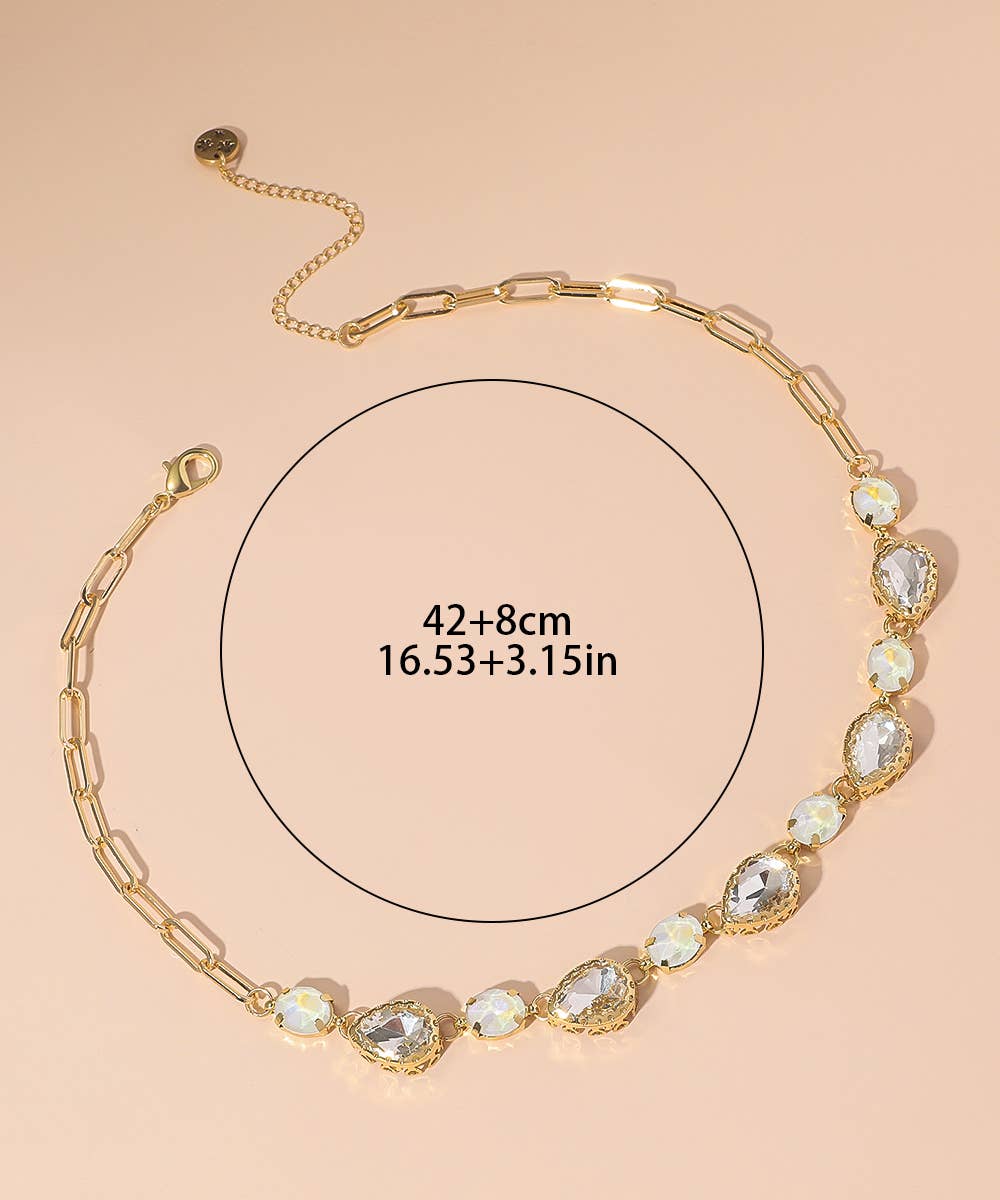 Blossom bijoux - Wholesale Halskettinghanger - Blossom bijoux ketting met kristal- en gouden metalen strass steentjes 25AHCC2035