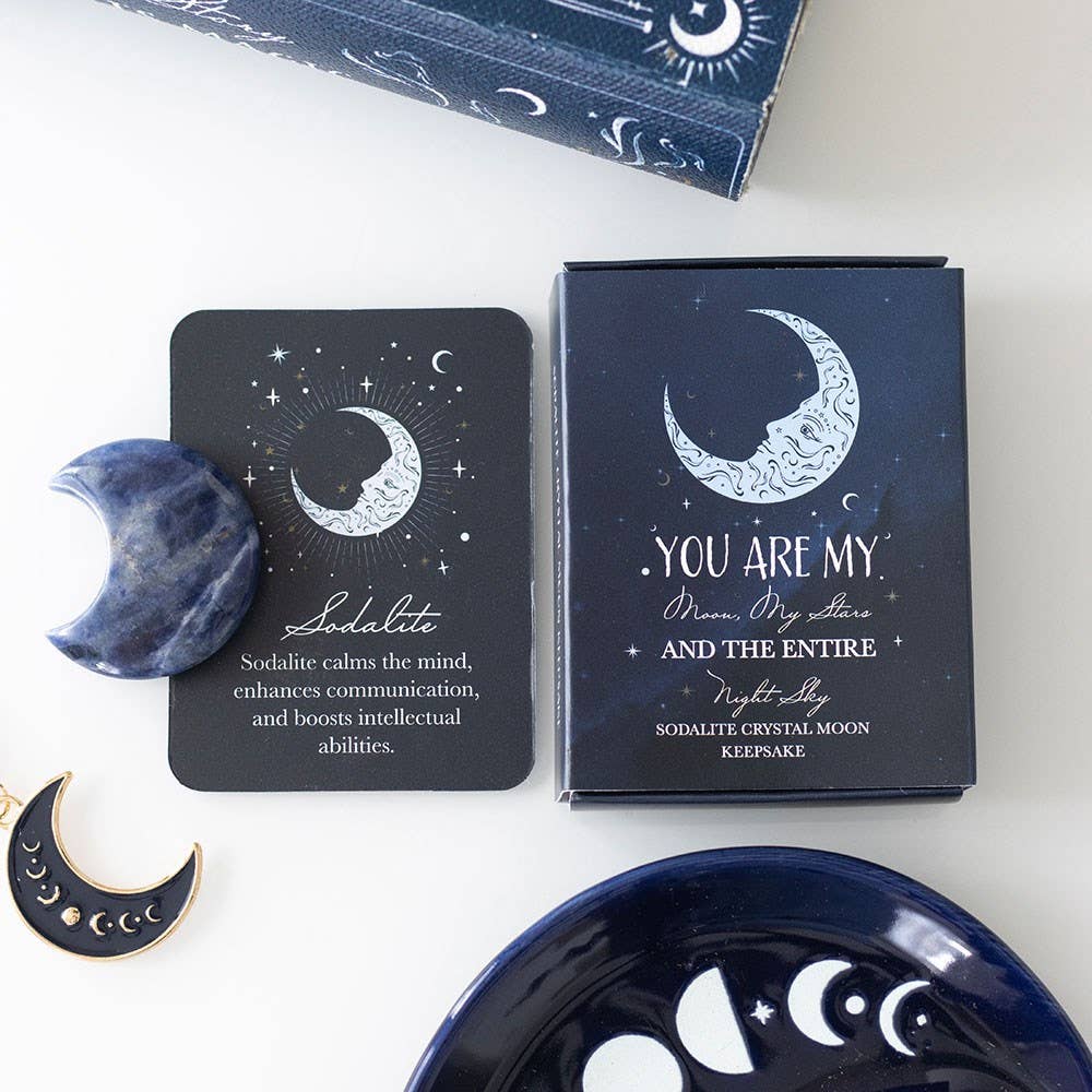 WONDER IMPORTS AUSTRALIA - Wholesale Spiritual stone/crystal - Sodalite Crystal Moon Keepsake Stone in a Box