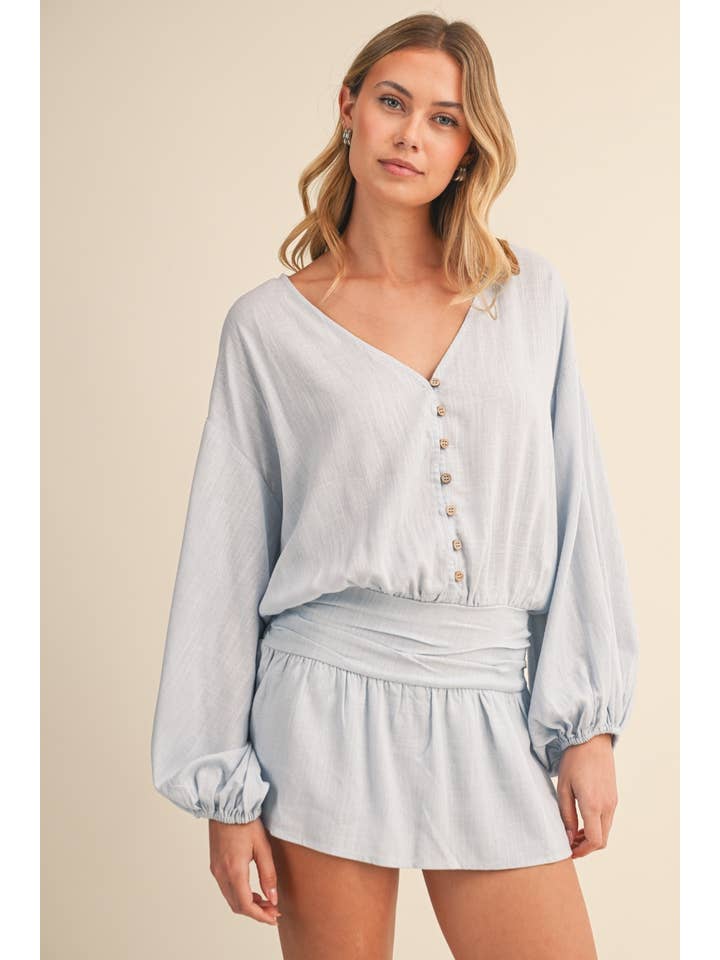 Klesis - Wholesale Romper - Women's - IR2396 LINEN LONGSLEEVES ROMPER