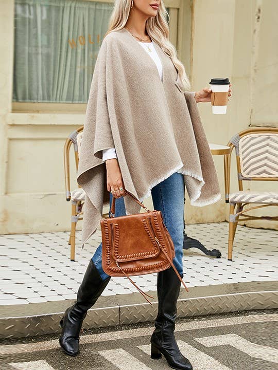 Rosa Clothing - Wholesale Wrap - Women's - asymmetrical plain chilly ruana15