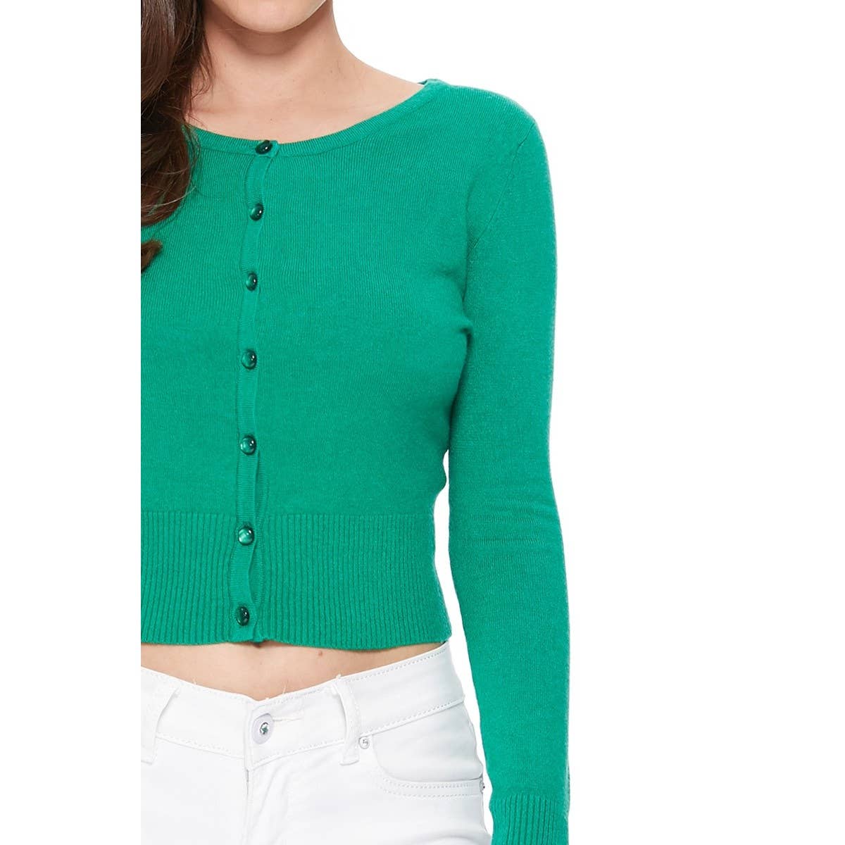 Mak – Großhandel Strickjacke – Damen – Mak Kurz geschnittener Langarm-Pullover mit Rundhalsausschnitt MK550215