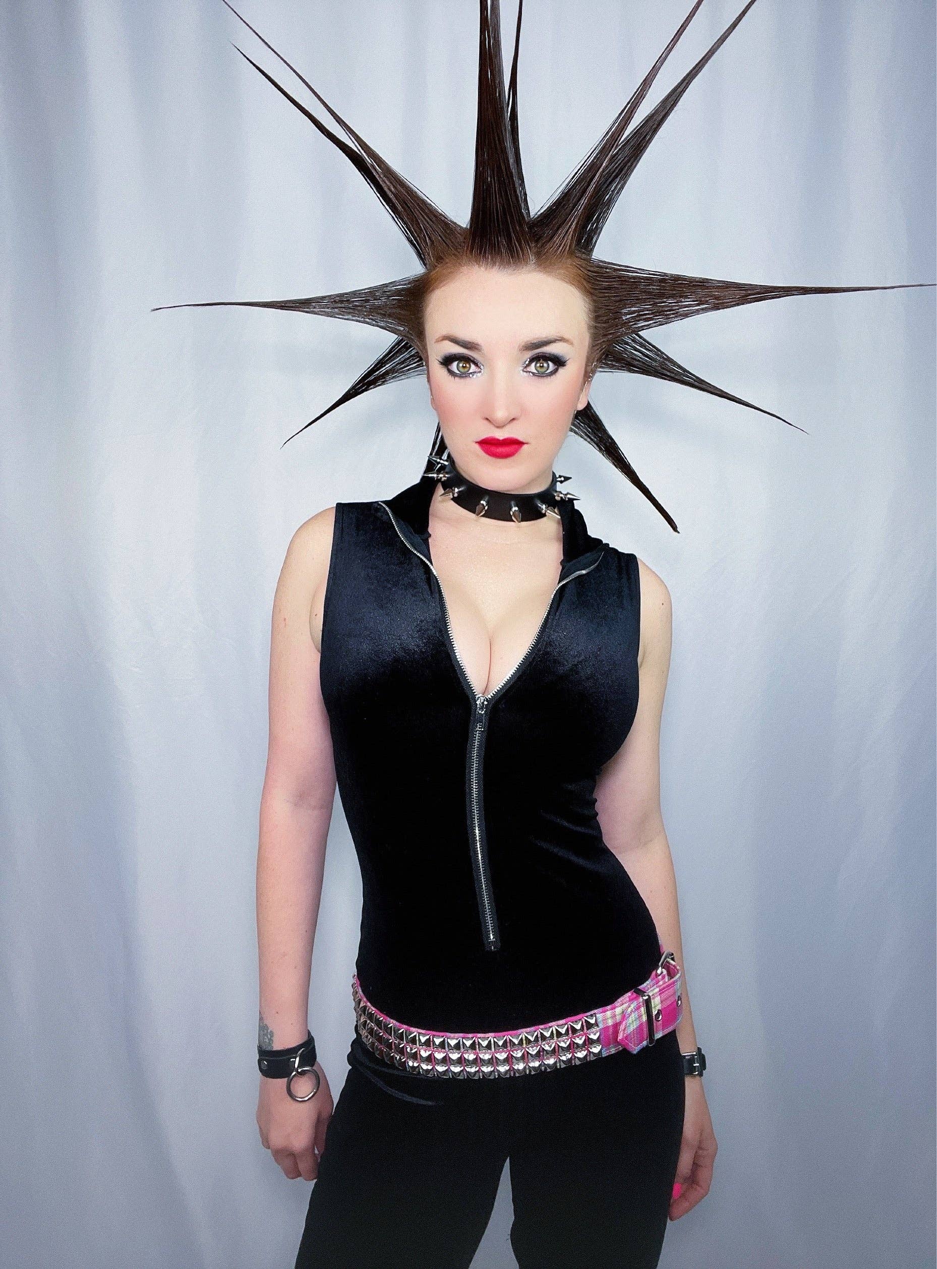 Funk Plus - Wholesale Riem - Dames - BT104PD-ROZE RUIT 3 RIJEN MET PYRAMIDESTUDS GESP VERZIERDE RIEM7